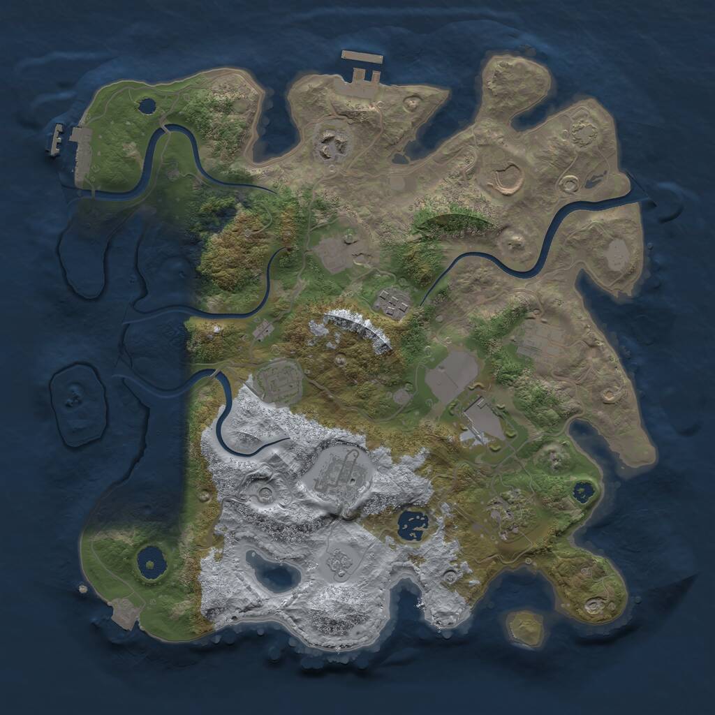 Rust Map: Procedural Map, Size: 3500, Seed: 4583, 16 Monuments