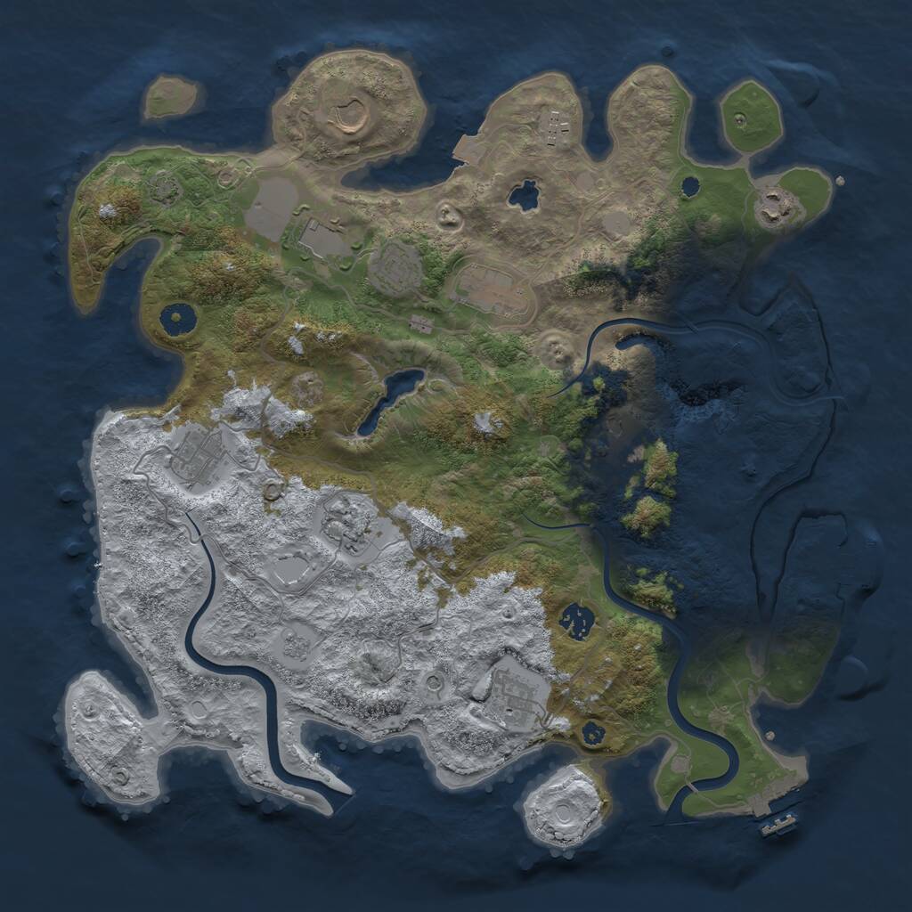 Rust Map: Procedural Map, Size: 4000, Seed: 132176116, 17 Monuments