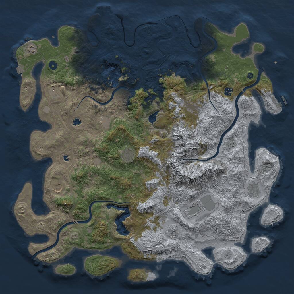 Rust Map: Procedural Map, Size: 5000, Seed: 1695280662, 17 Monuments