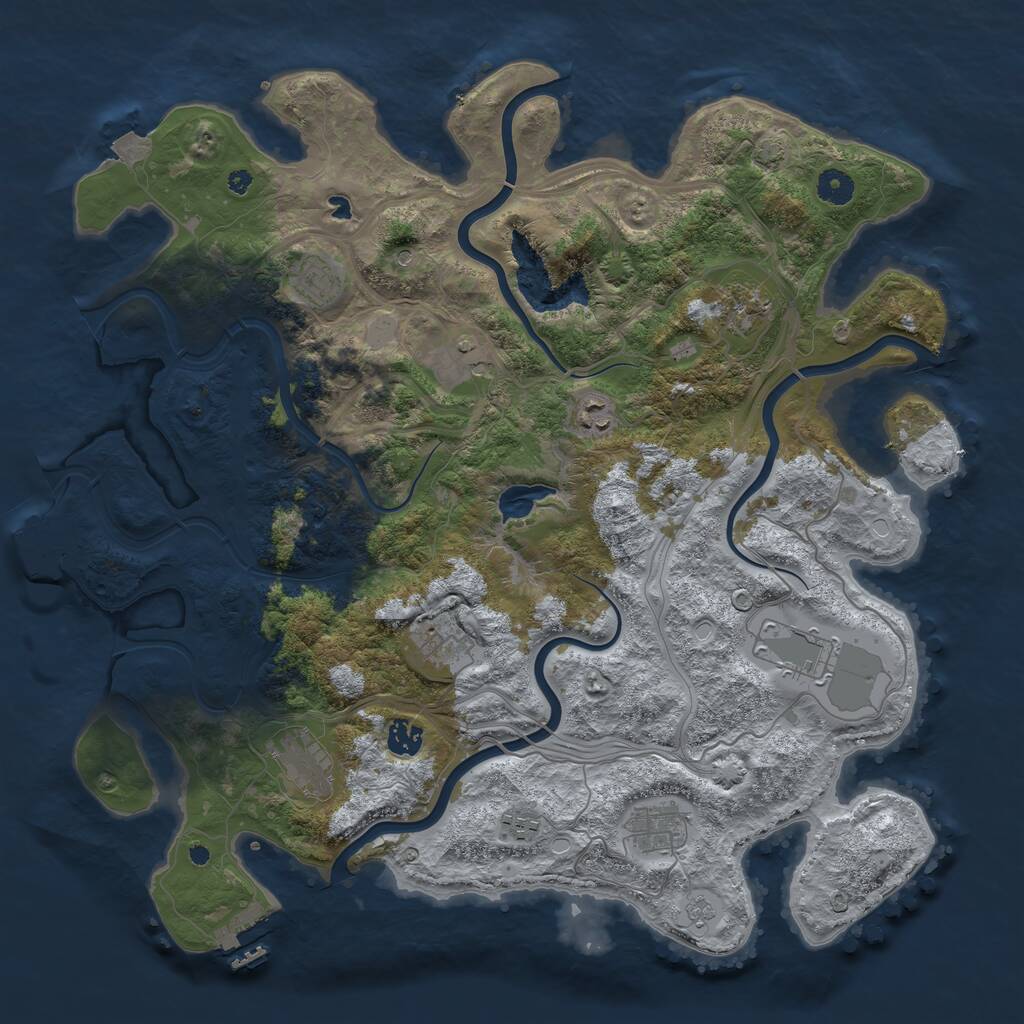 Rust Map: Procedural Map, Size: 4250, Seed: 2073457512, 16 Monuments