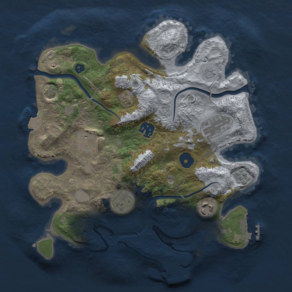 Rust Map: Procedural Map, Size: 3000, Seed: 6033, 12 Monuments