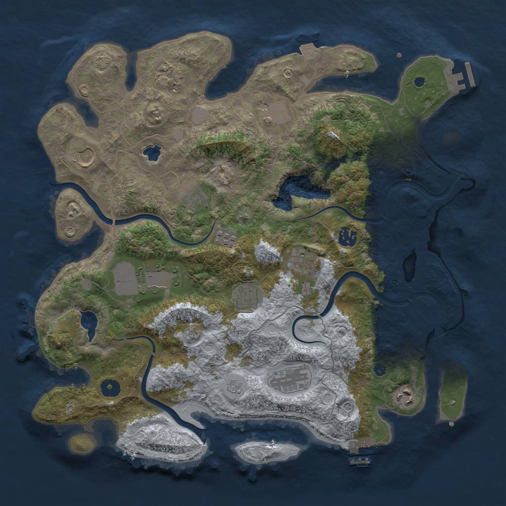 Rust Map: Procedural Map, Size: 4000, Seed: 502718809, 17 Monuments
