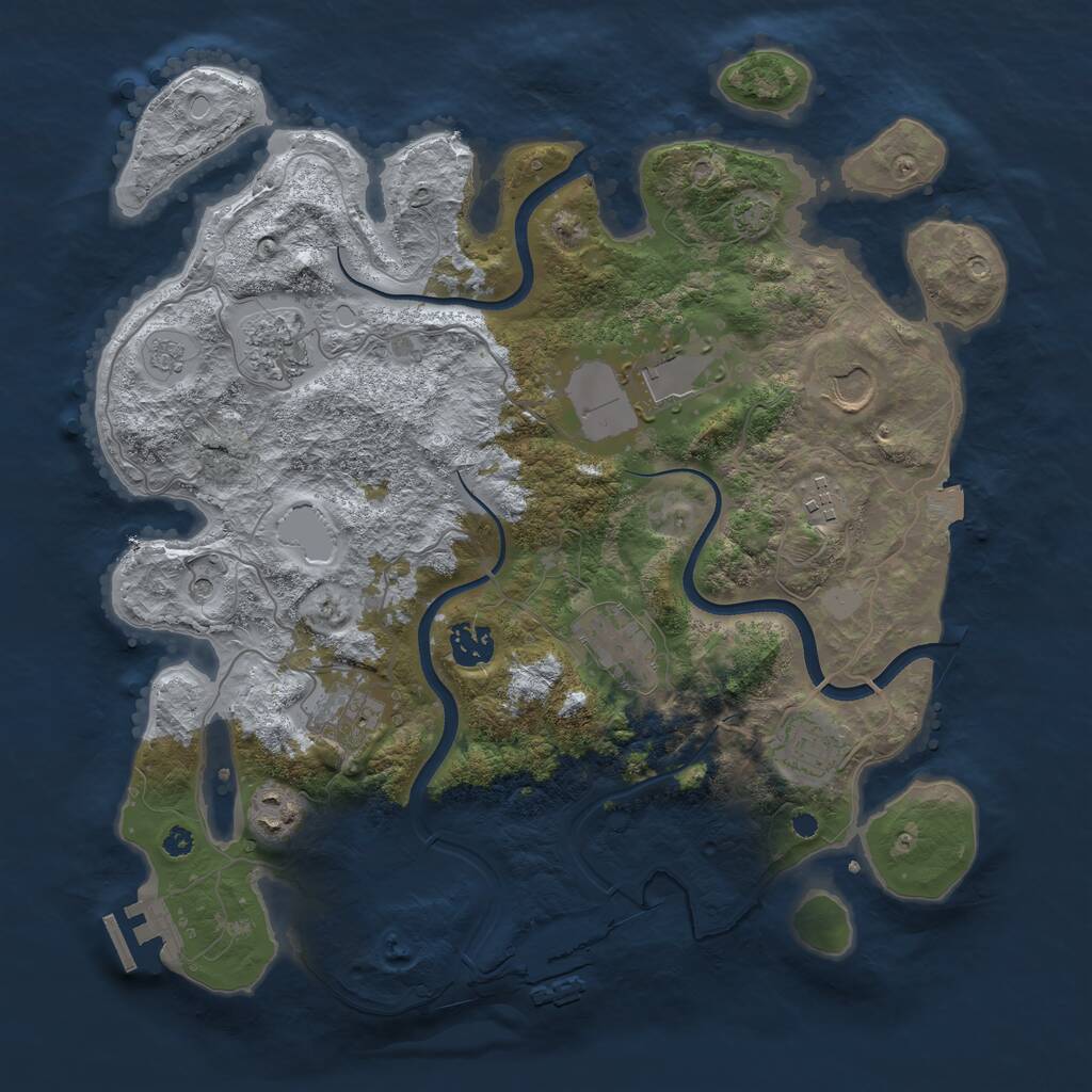 Rust Map: Procedural Map, Size: 3650, Seed: 1206958438, 15 Monuments