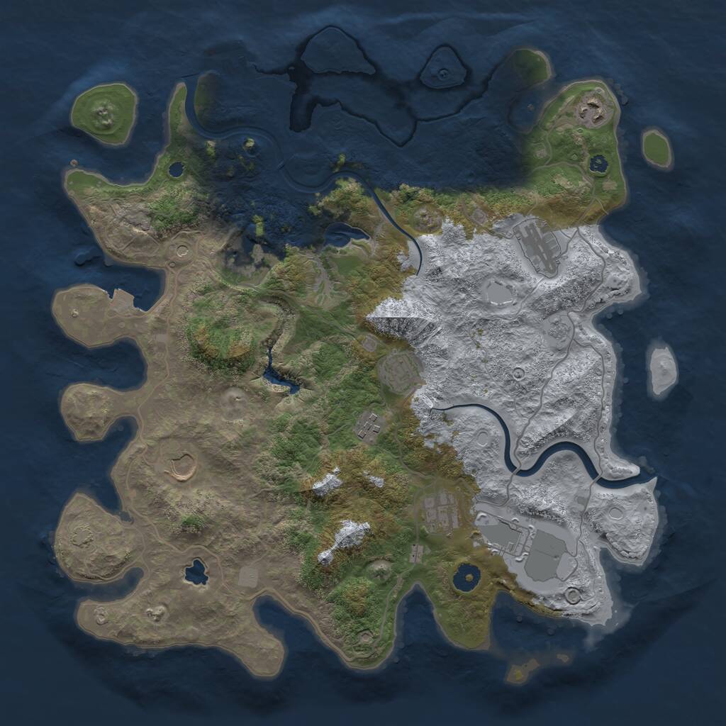 Rust Map: Procedural Map, Size: 4000, Seed: 467443665, 13 Monuments