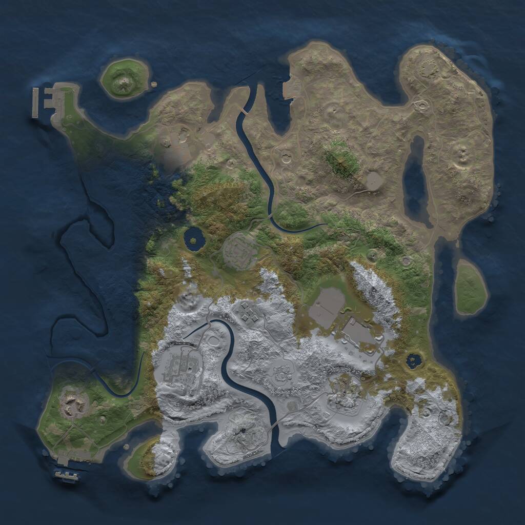 Rust Map: Procedural Map, Size: 3500, Seed: 264161235, 13 Monuments
