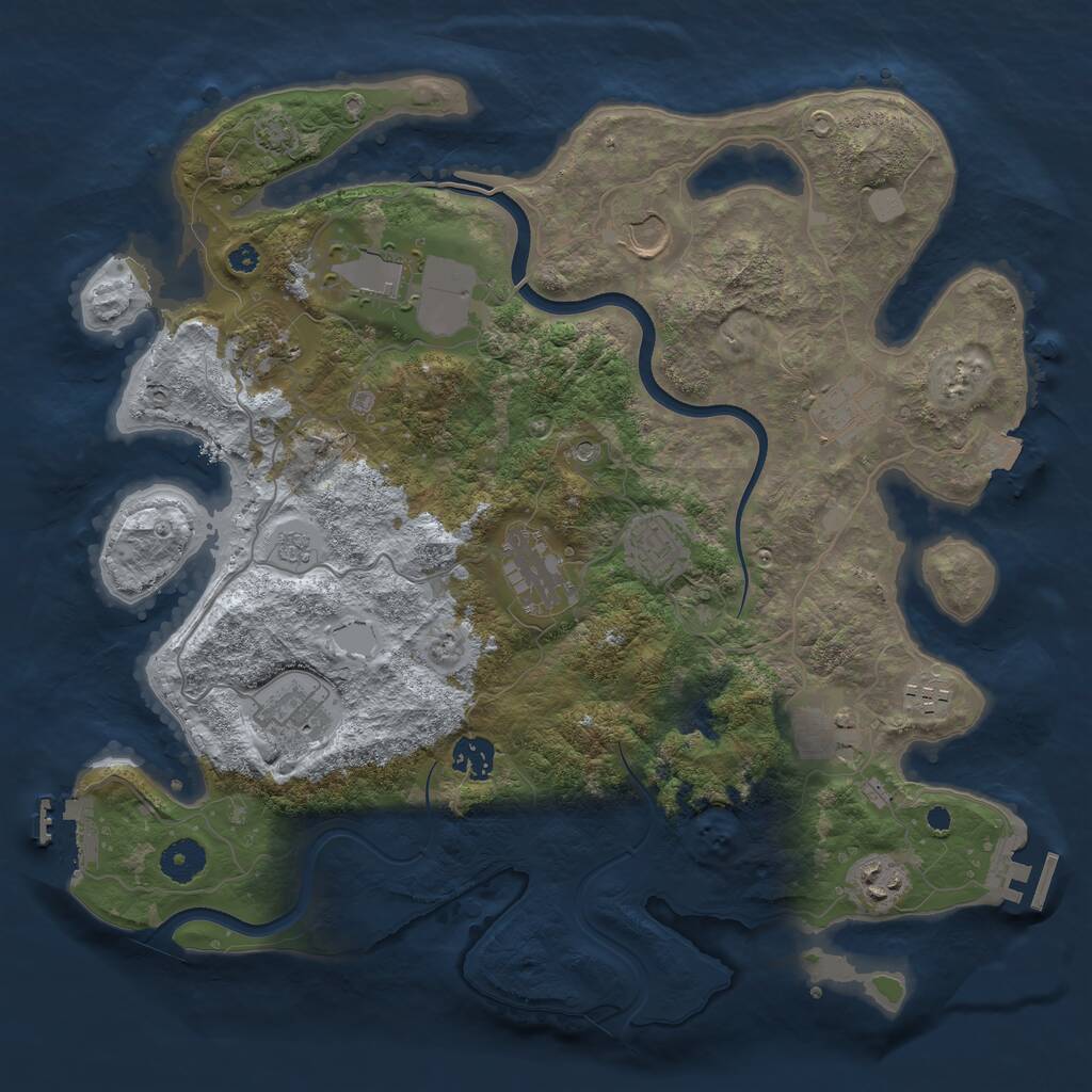 Rust Map: Procedural Map, Size: 3750, Seed: 1188970326, 17 Monuments
