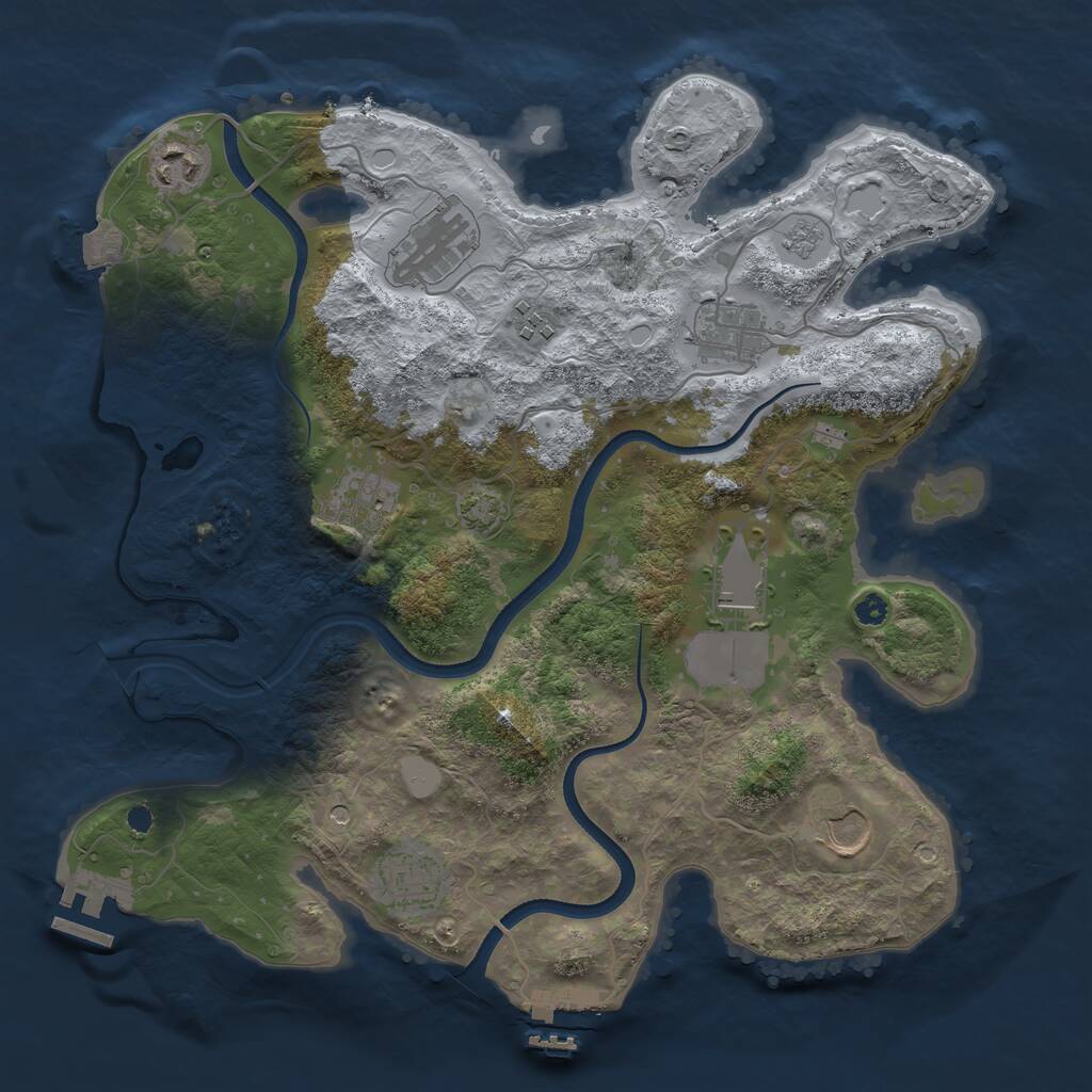 Rust Map: Procedural Map, Size: 3500, Seed: 613502620, 14 Monuments