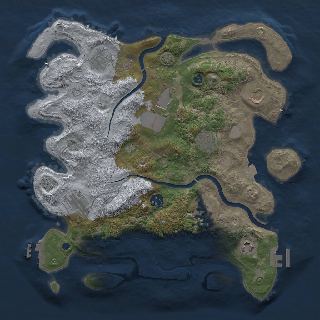 Rust Map: Procedural Map, Size: 3500, Seed: 1593431296, 15 Monuments