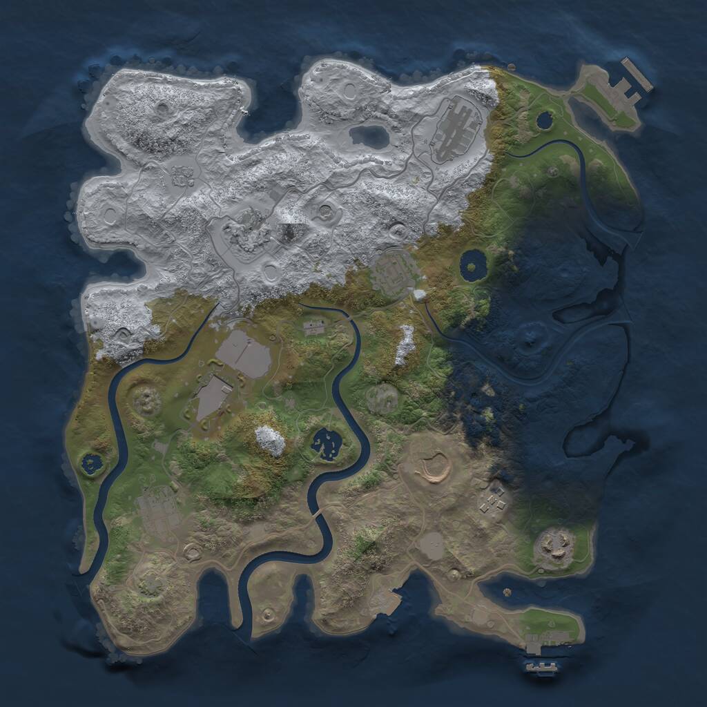 Rust Map: Procedural Map, Size: 3500, Seed: 2081158261, 15 Monuments