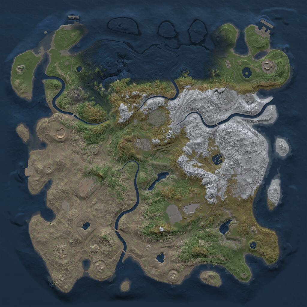 Rust Map: Procedural Map, Size: 4500, Seed: 102273179, 17 Monuments