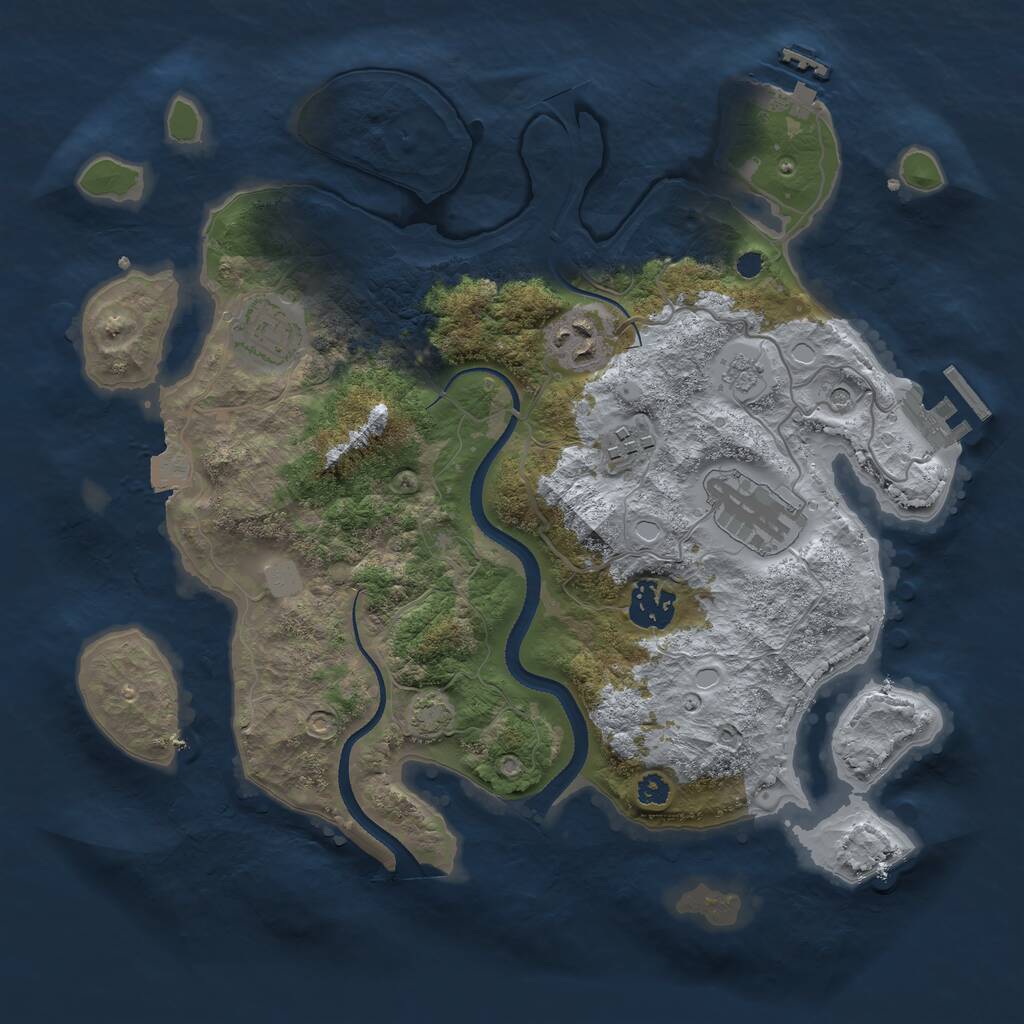 Rust Map: Procedural Map, Size: 3250, Seed: 1474891944, 11 Monuments