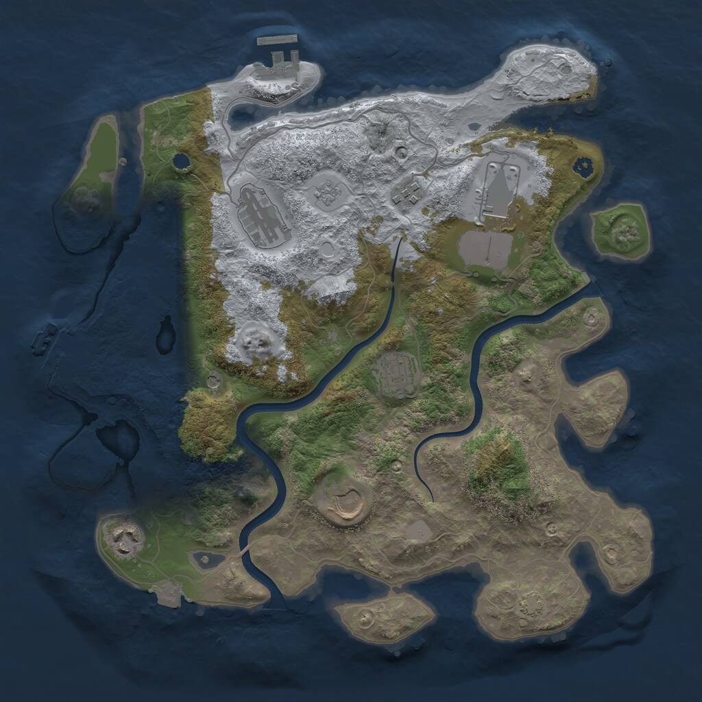 Rust Map: Procedural Map, Size: 3500, Seed: 1767239909, 12 Monuments