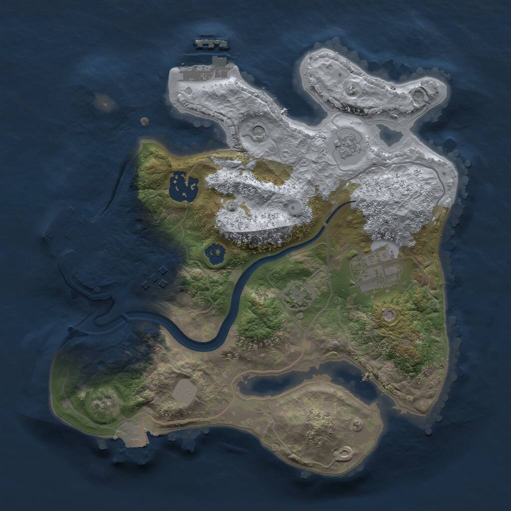 Rust Map: Procedural Map, Size: 2500, Seed: 1114425204, 9 Monuments