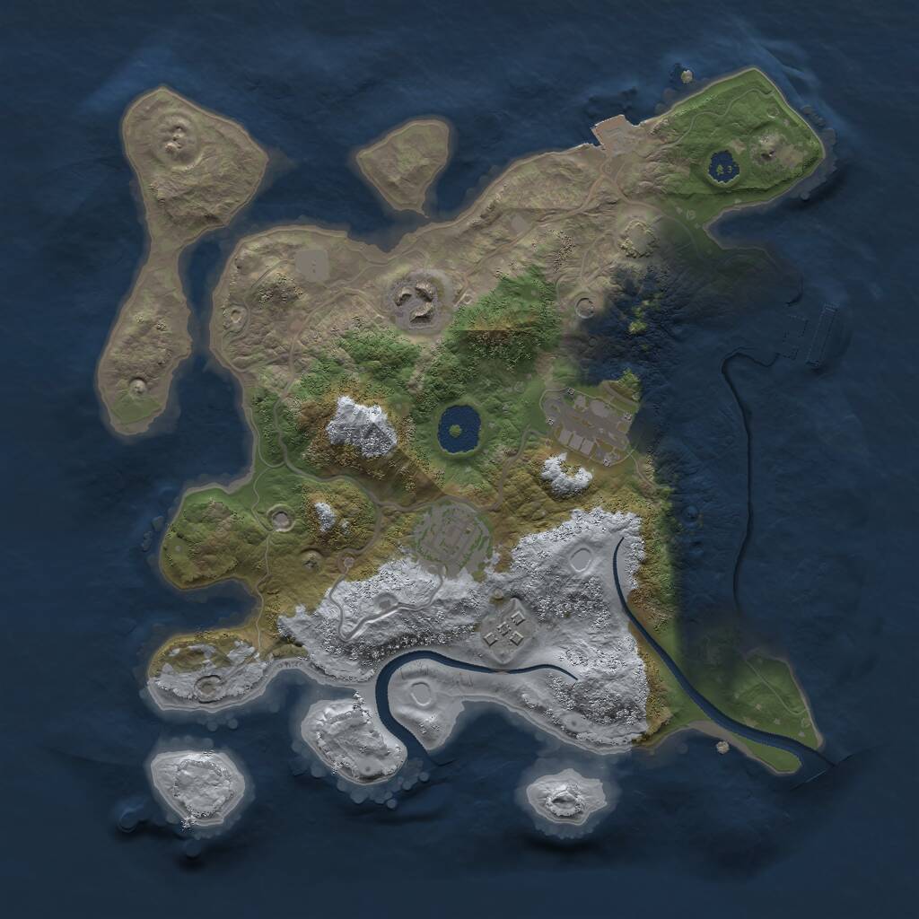 Rust Map: Procedural Map, Size: 3000, Seed: 12901, 8 Monuments