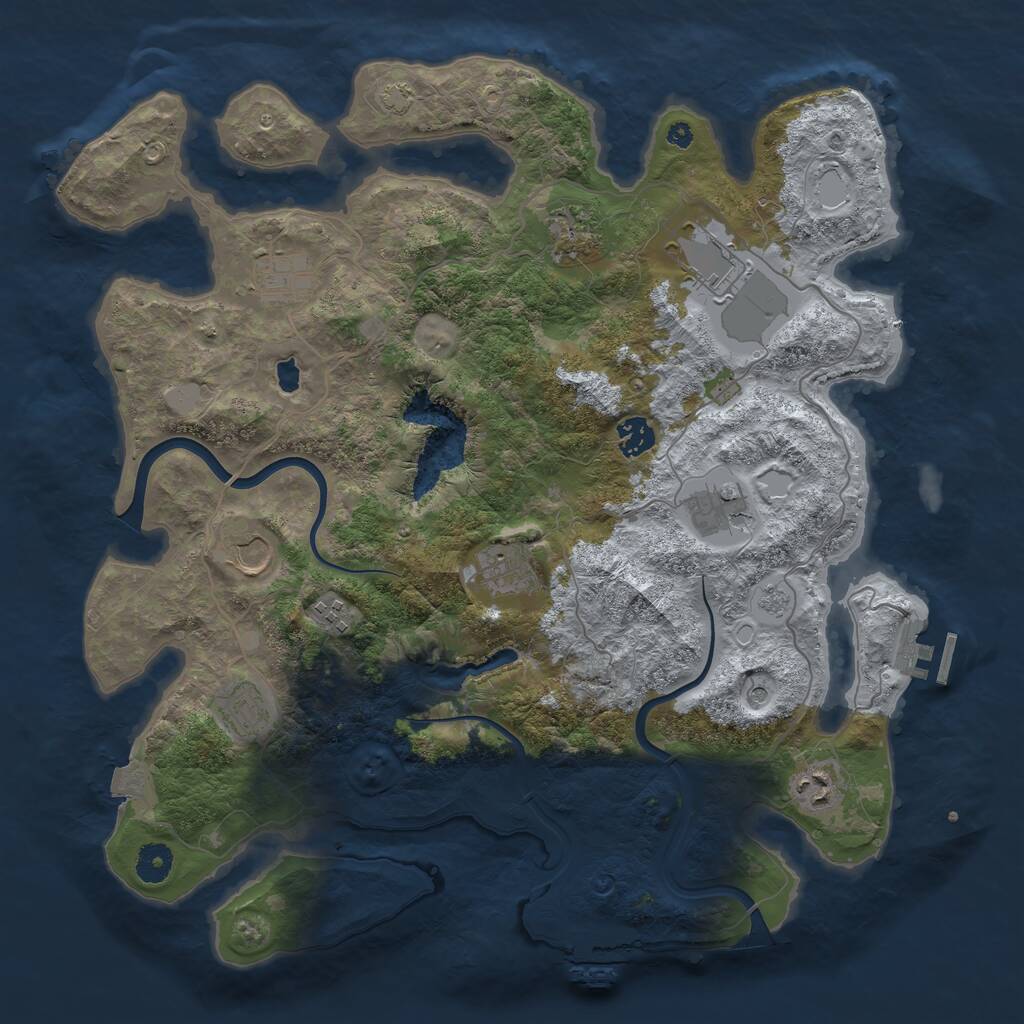 Rust Map: Procedural Map, Size: 4000, Seed: 216503043, 16 Monuments