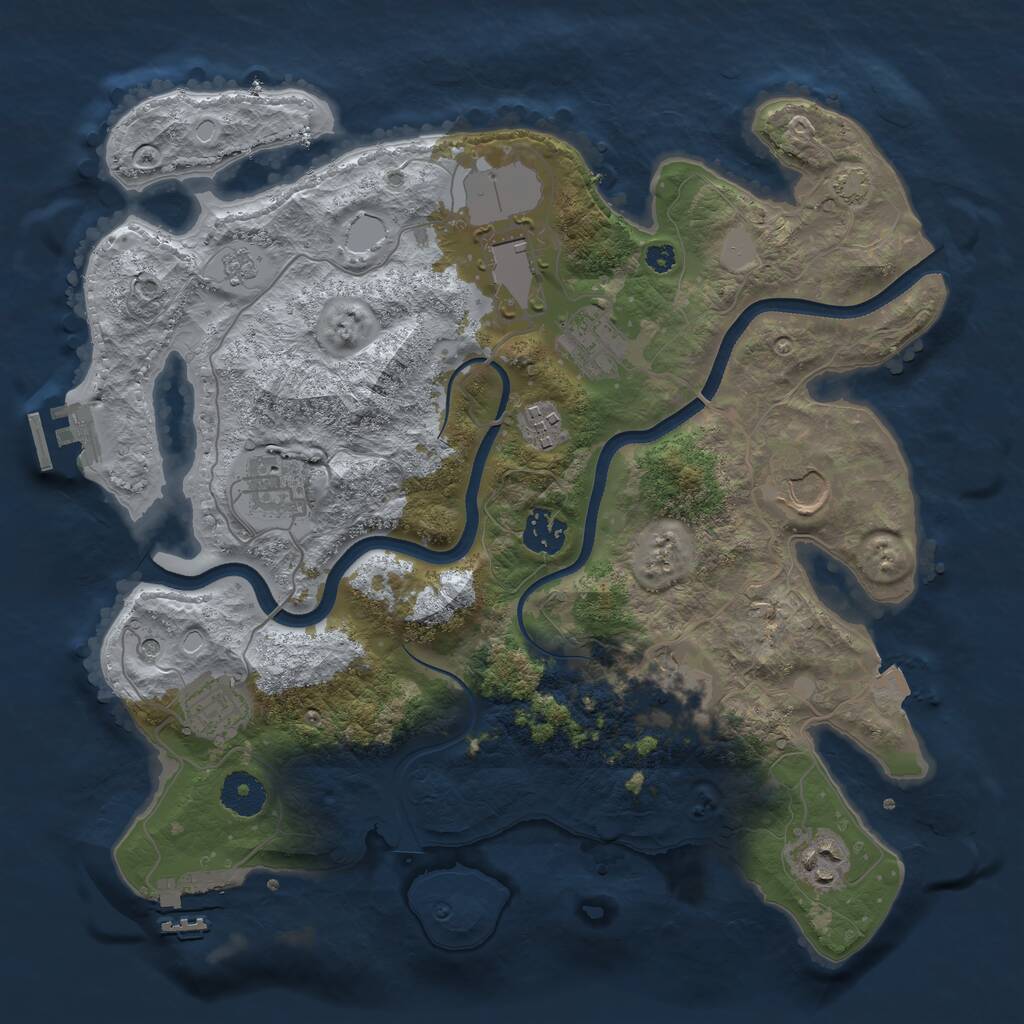 Rust Map: Procedural Map, Size: 3500, Seed: 2939573, 15 Monuments