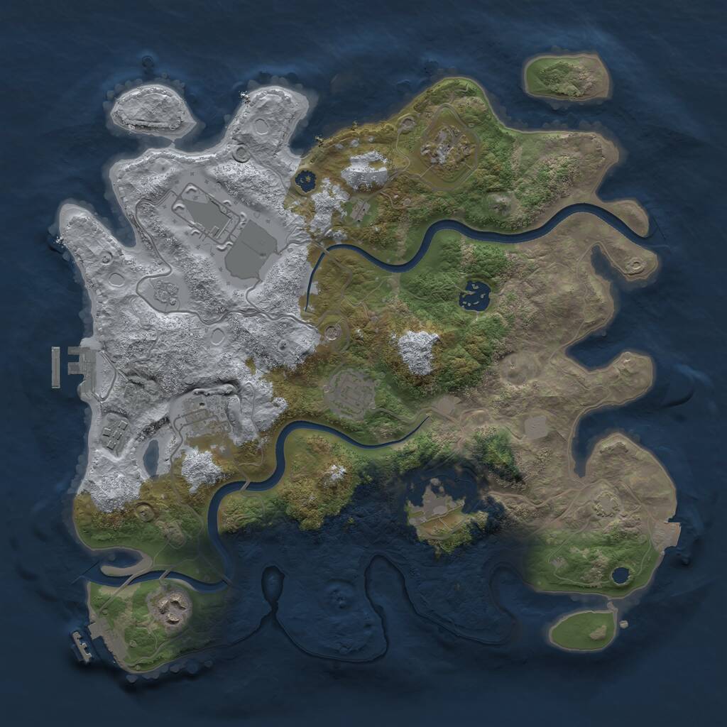 Rust Map: Procedural Map, Size: 3500, Seed: 513234322, 14 Monuments