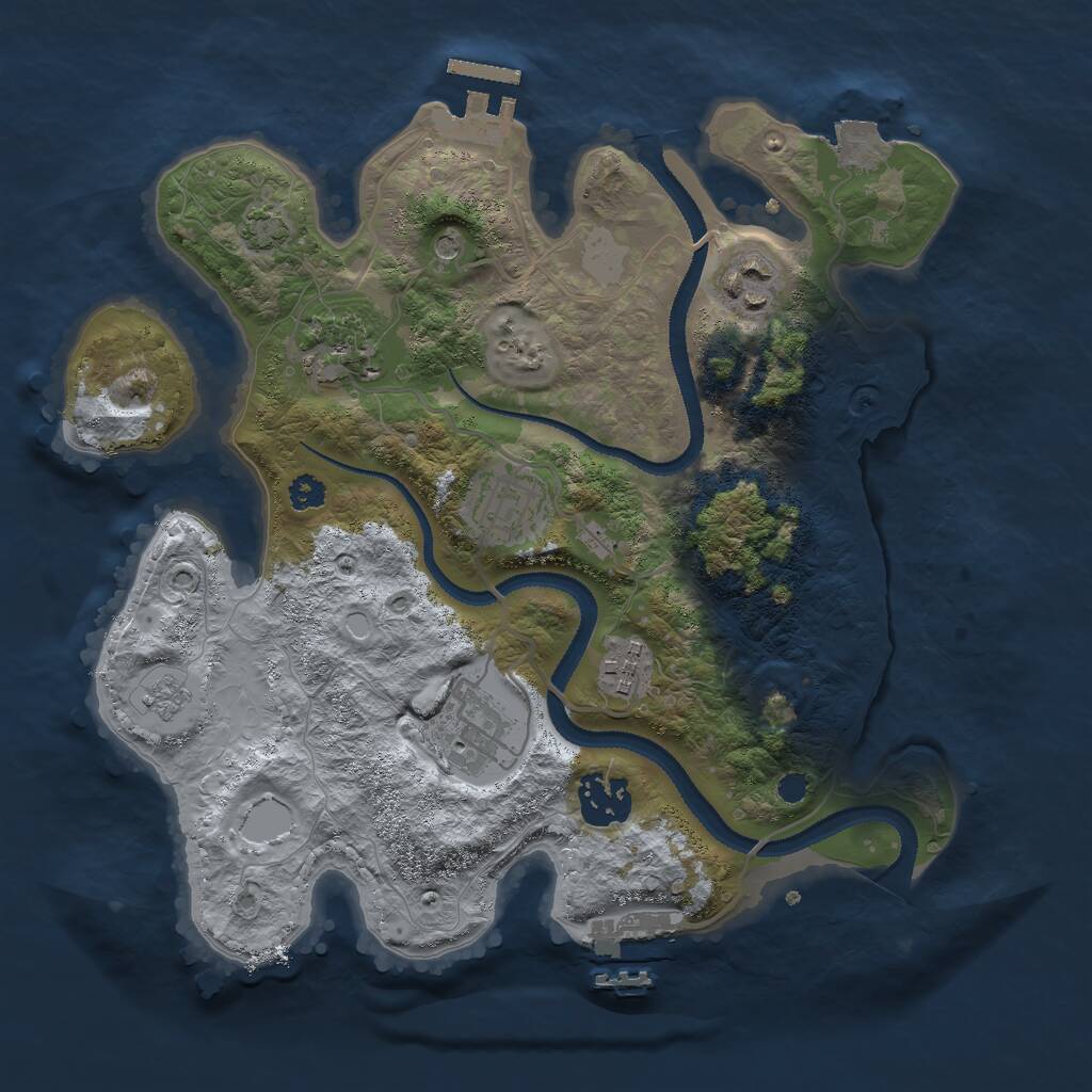 Rust Map: Procedural Map, Size: 3000, Seed: 79559, 12 Monuments