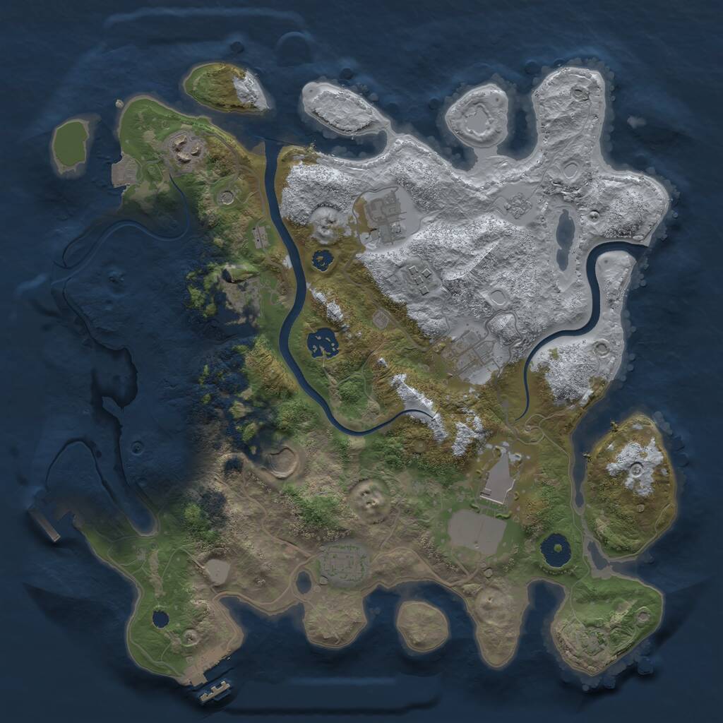 Rust Map: Procedural Map, Size: 3500, Seed: 718610029, 15 Monuments