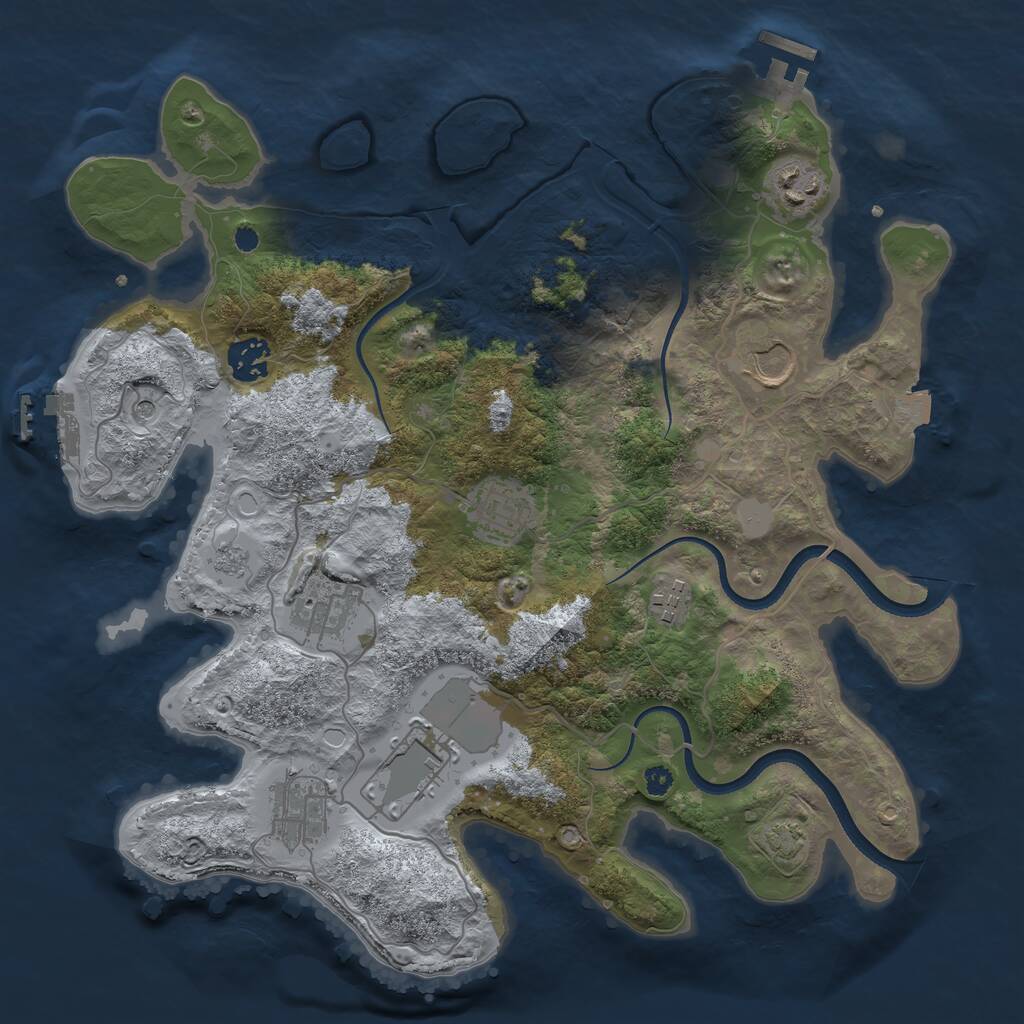 Rust Map: Procedural Map, Size: 3500, Seed: 102909, 14 Monuments