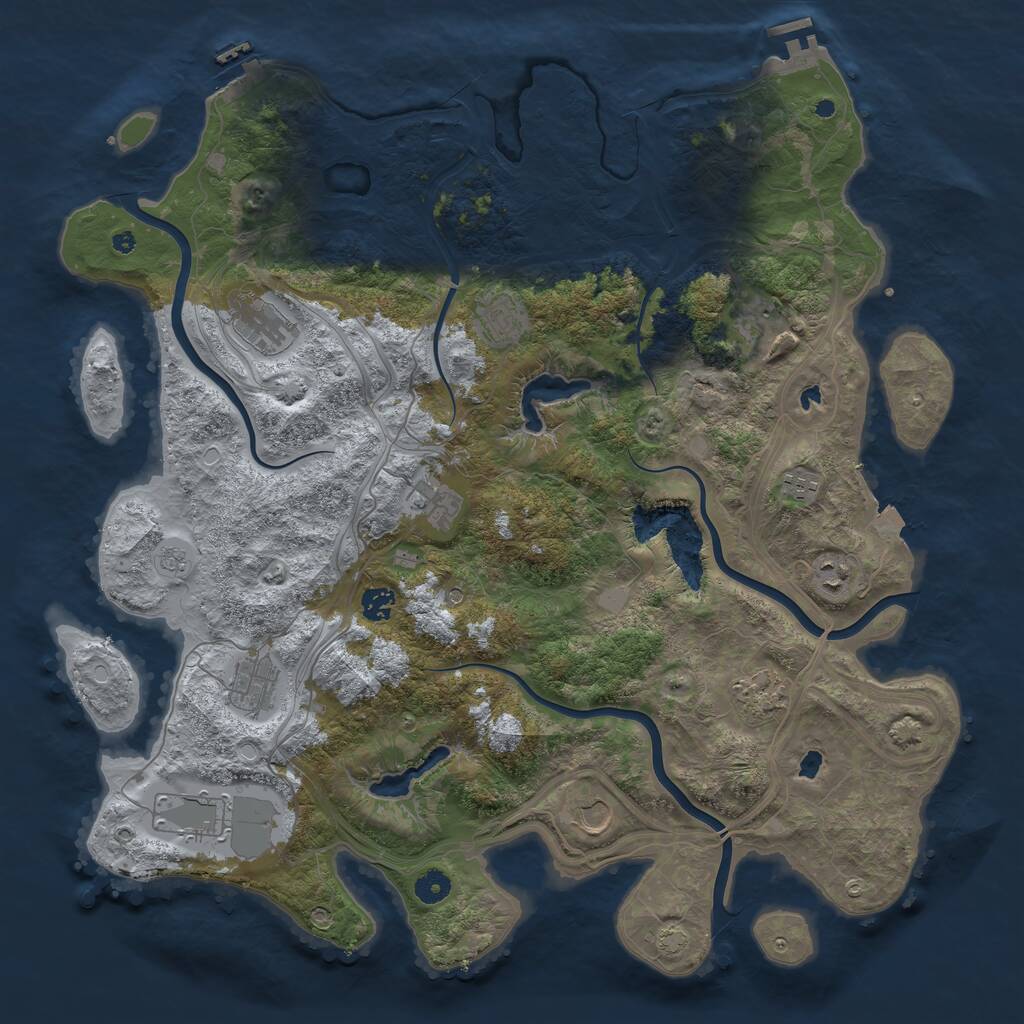 Rust Map: Procedural Map, Size: 4500, Seed: 2020863796, 17 Monuments