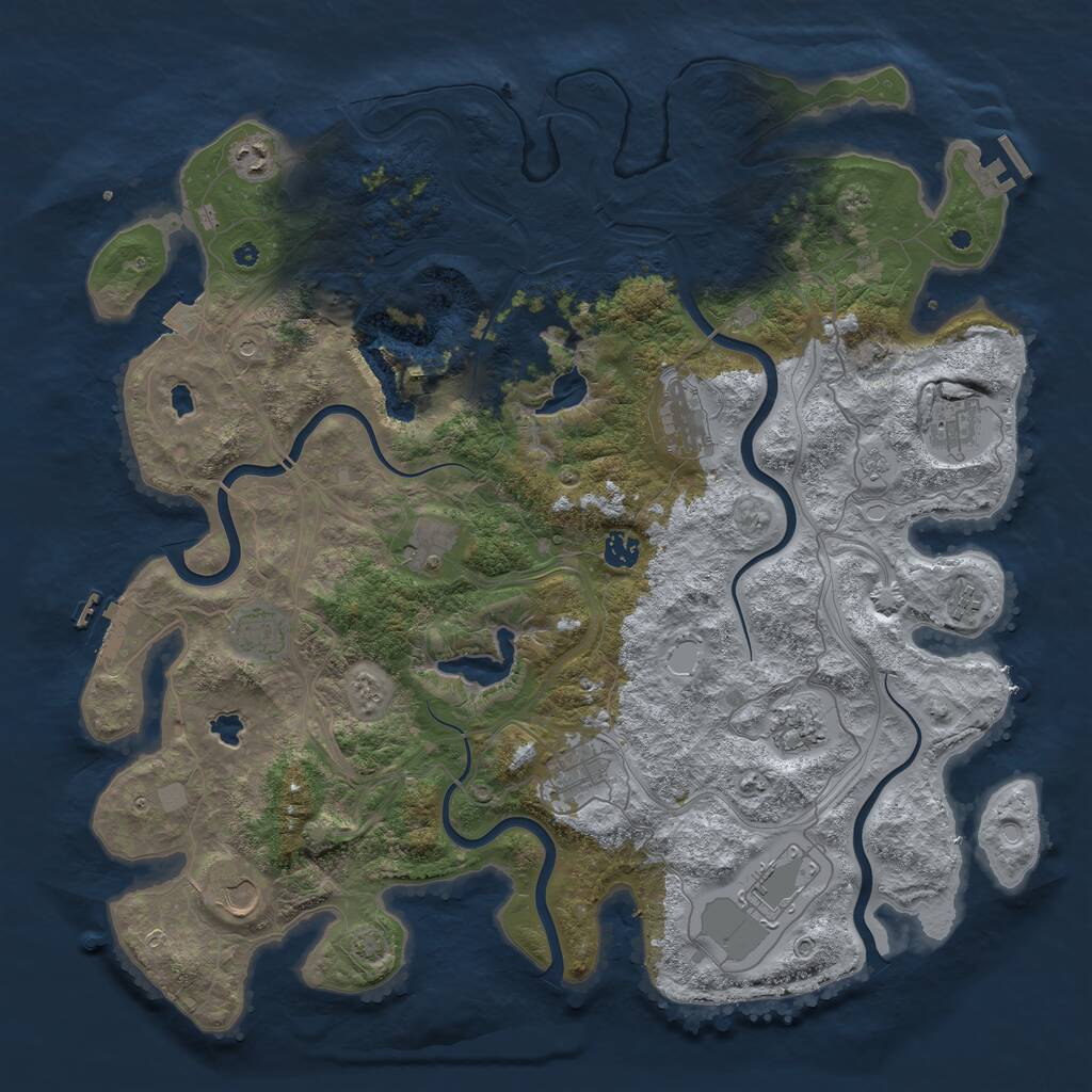 Rust Map: Procedural Map, Size: 4500, Seed: 604422635, 17 Monuments