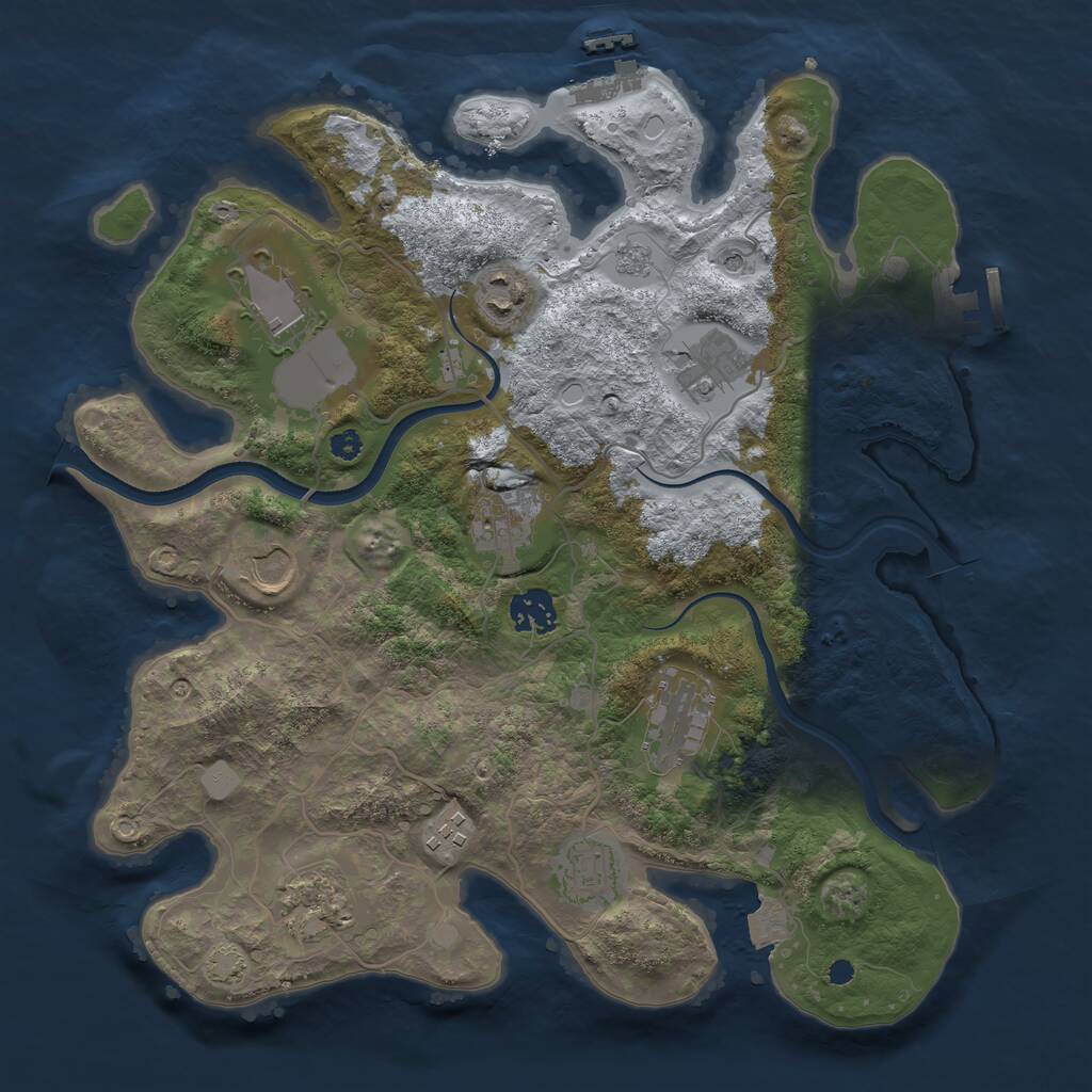 Rust Map: Procedural Map, Size: 3500, Seed: 66554380, 16 Monuments