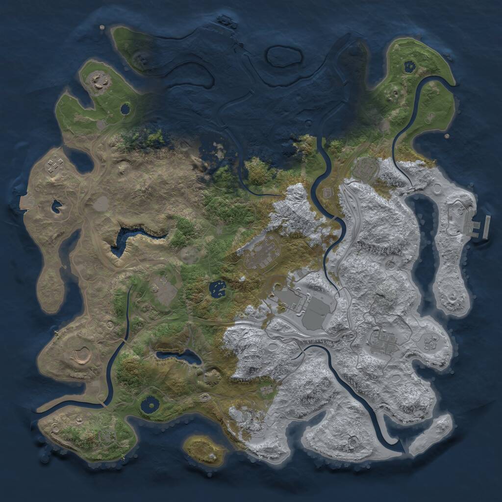 Rust Map: Procedural Map, Size: 4250, Seed: 974158508, 17 Monuments