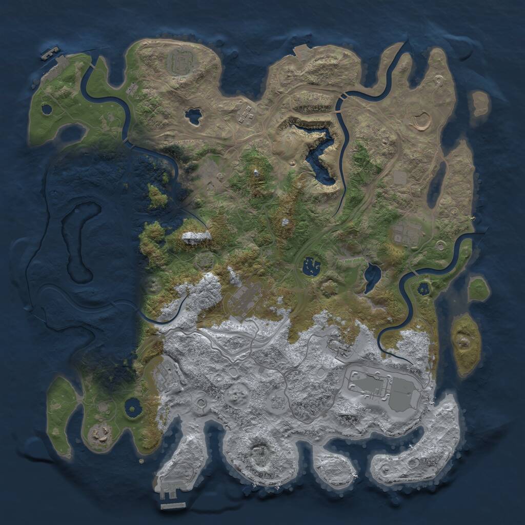 Rust Map: Procedural Map, Size: 4250, Seed: 68882534, 17 Monuments