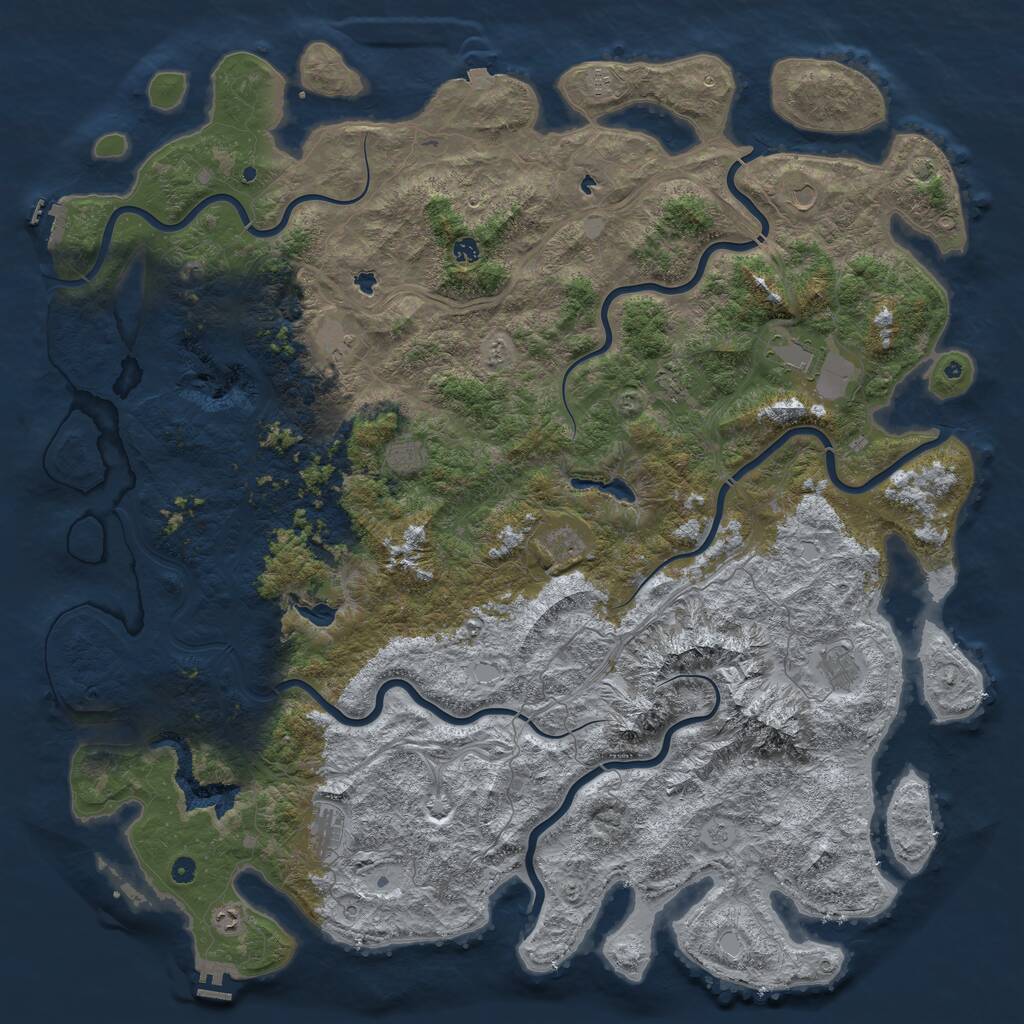 Rust Map: Procedural Map, Size: 6000, Seed: 1924735945, 17 Monuments
