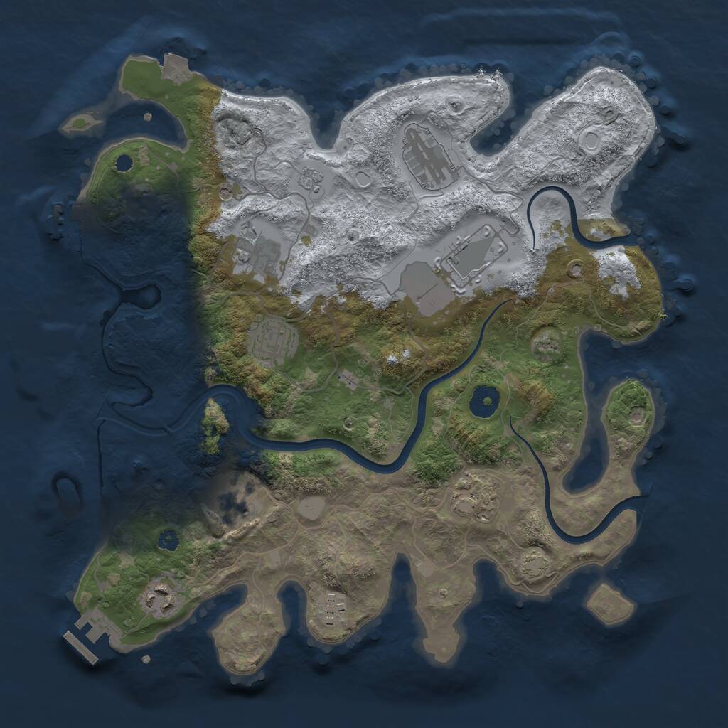 Rust Map: Procedural Map, Size: 3500, Seed: 1270138307, 14 Monuments