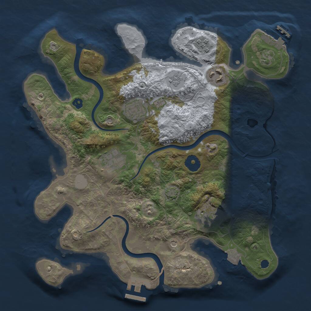 Rust Map: Procedural Map, Size: 3000, Seed: 45733, 11 Monuments