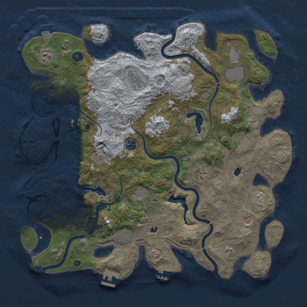 Rust Map: Procedural Map, Size: 4500, Seed: 1252847337, 17 Monuments