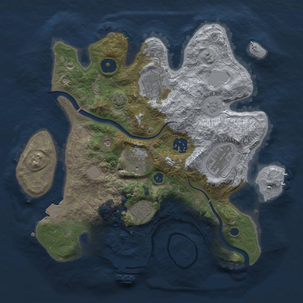 Rust Map: Procedural Map, Size: 3000, Seed: 34175, 10 Monuments