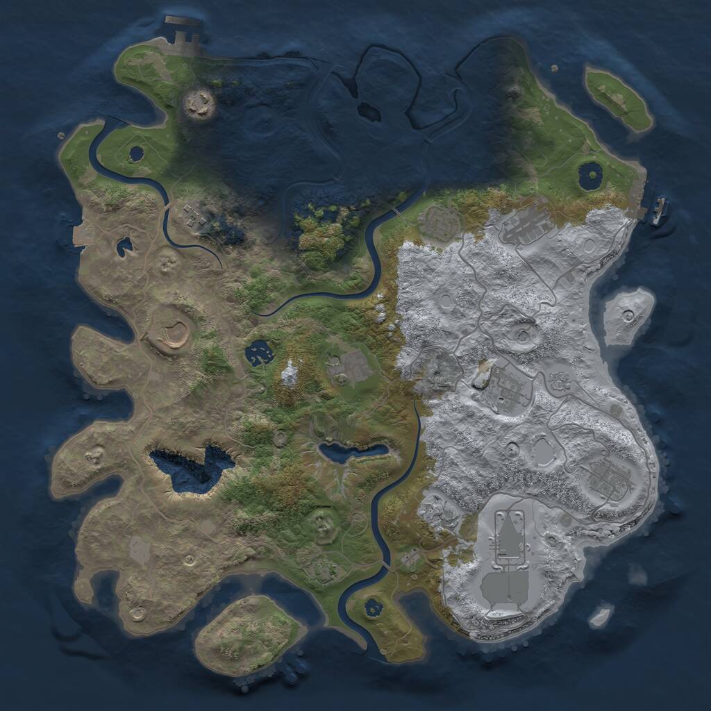 Rust Map: Procedural Map, Size: 4000, Seed: 2062258778, 17 Monuments