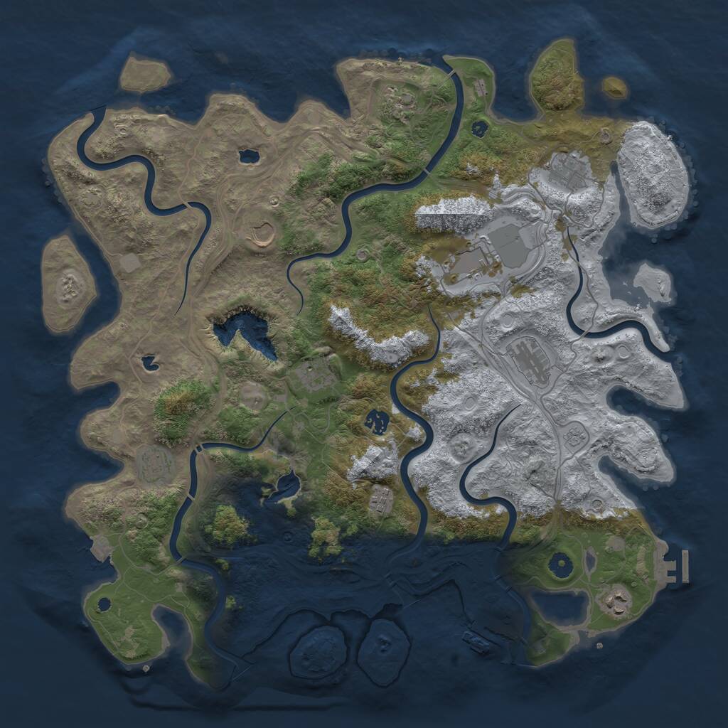 Rust Map: Procedural Map, Size: 4500, Seed: 1341108803, 16 Monuments