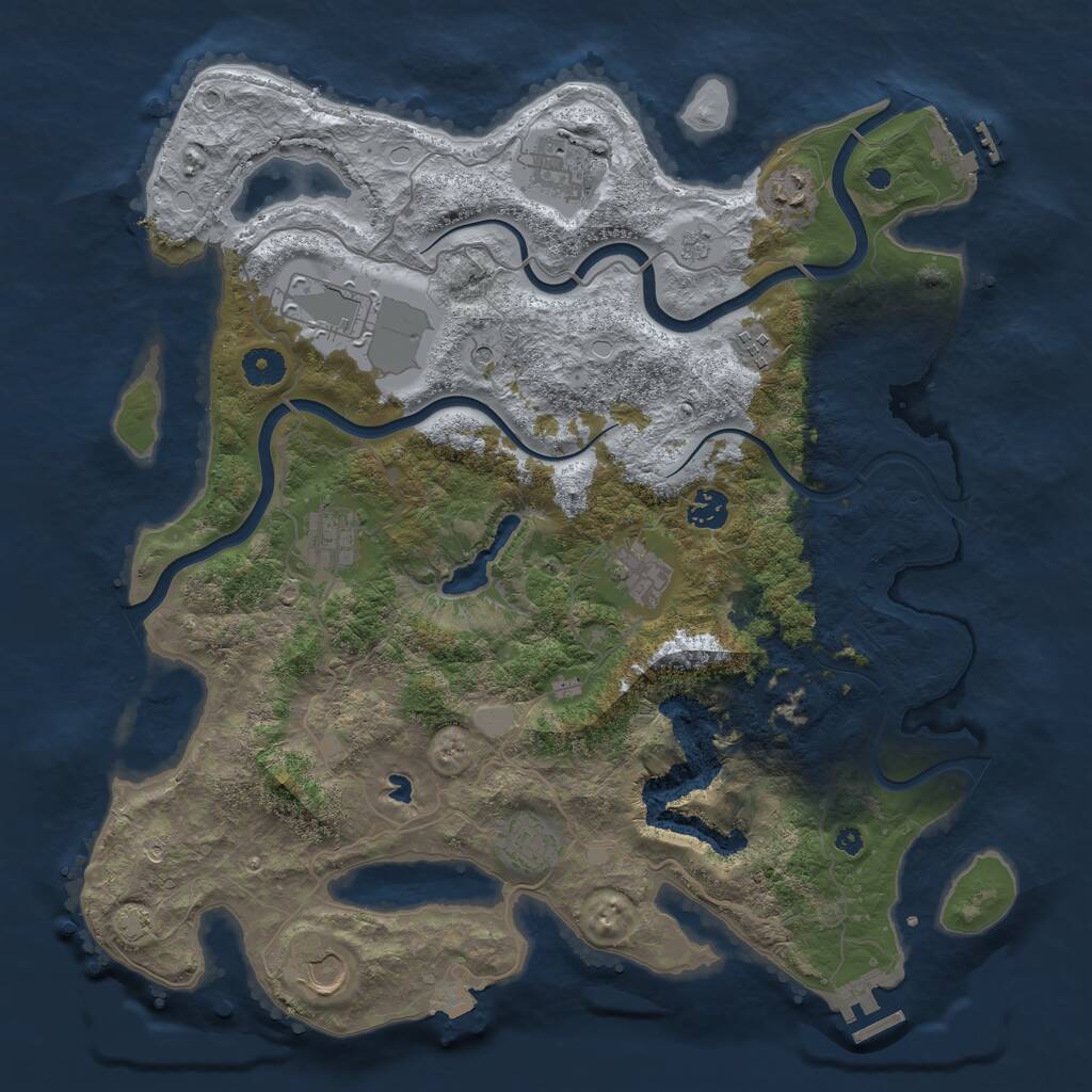 Rust Map: Procedural Map, Size: 4000, Seed: 1443960854, 15 Monuments