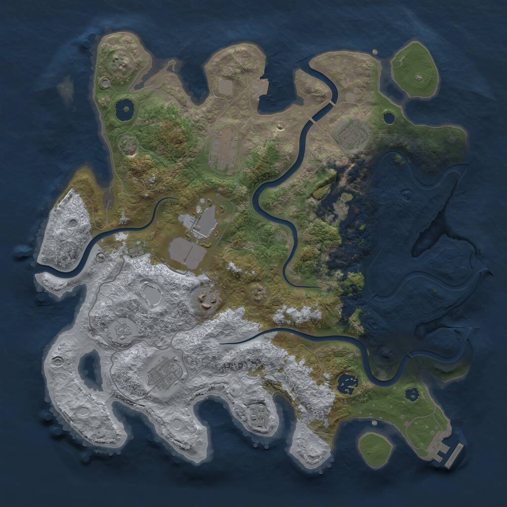 Rust Map: Procedural Map, Size: 3700, Seed: 1188848679, 13 Monuments
