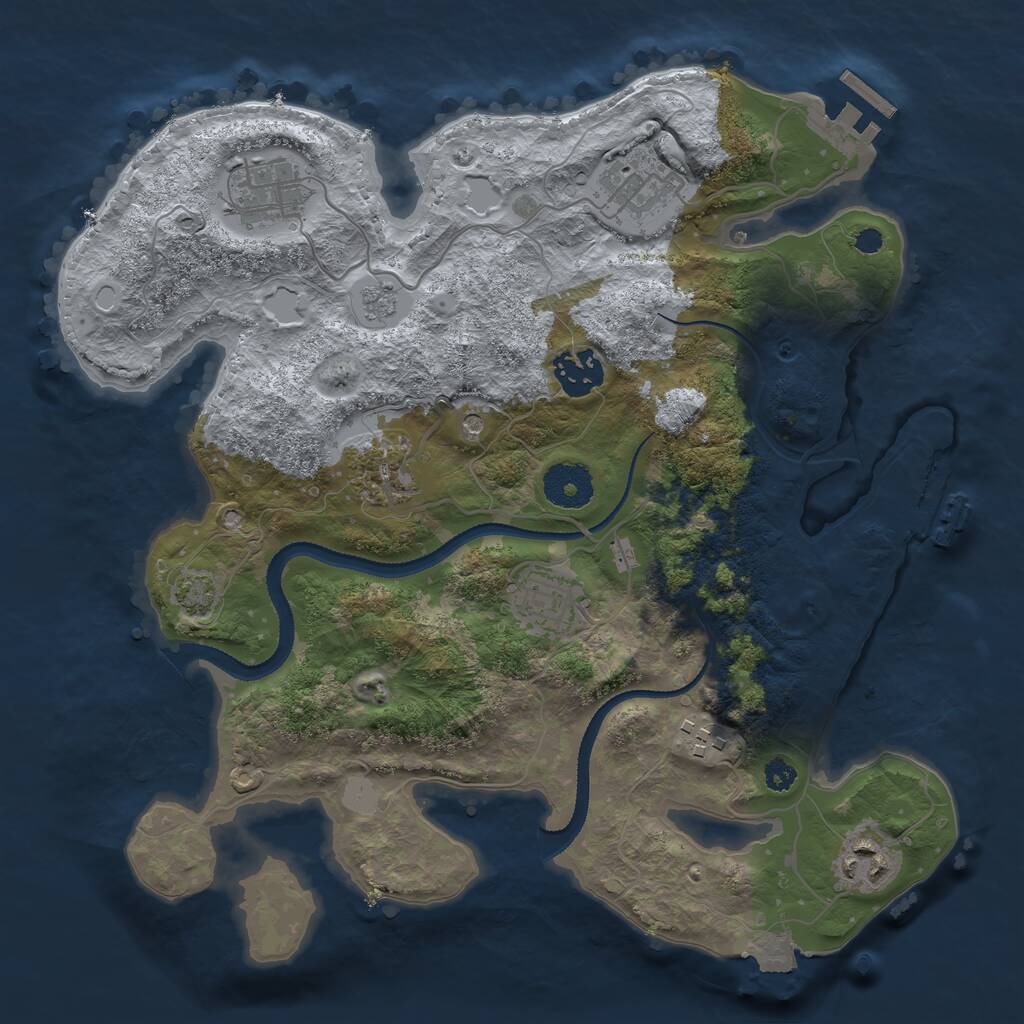 Rust Map: Procedural Map, Size: 3200, Seed: 716443732, 13 Monuments