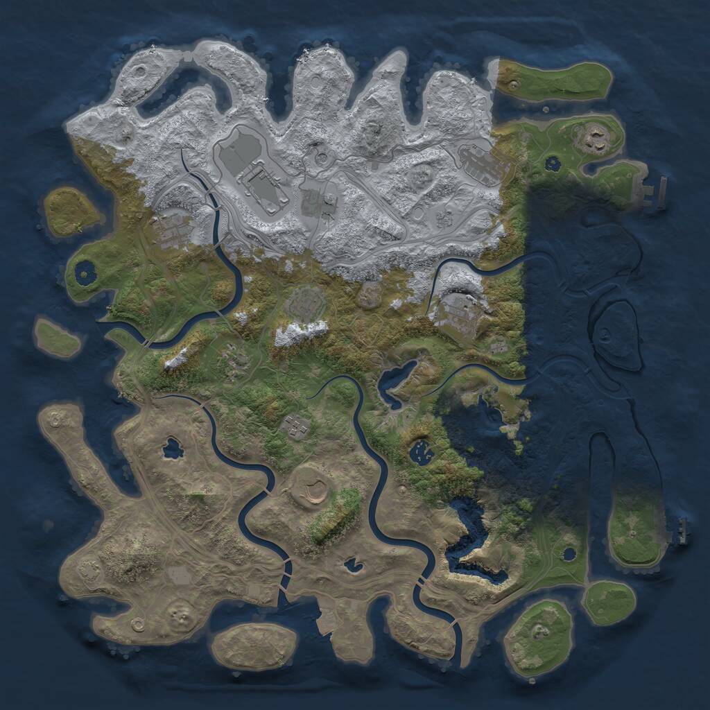 Rust Map: Procedural Map, Size: 4500, Seed: 501292291, 17 Monuments