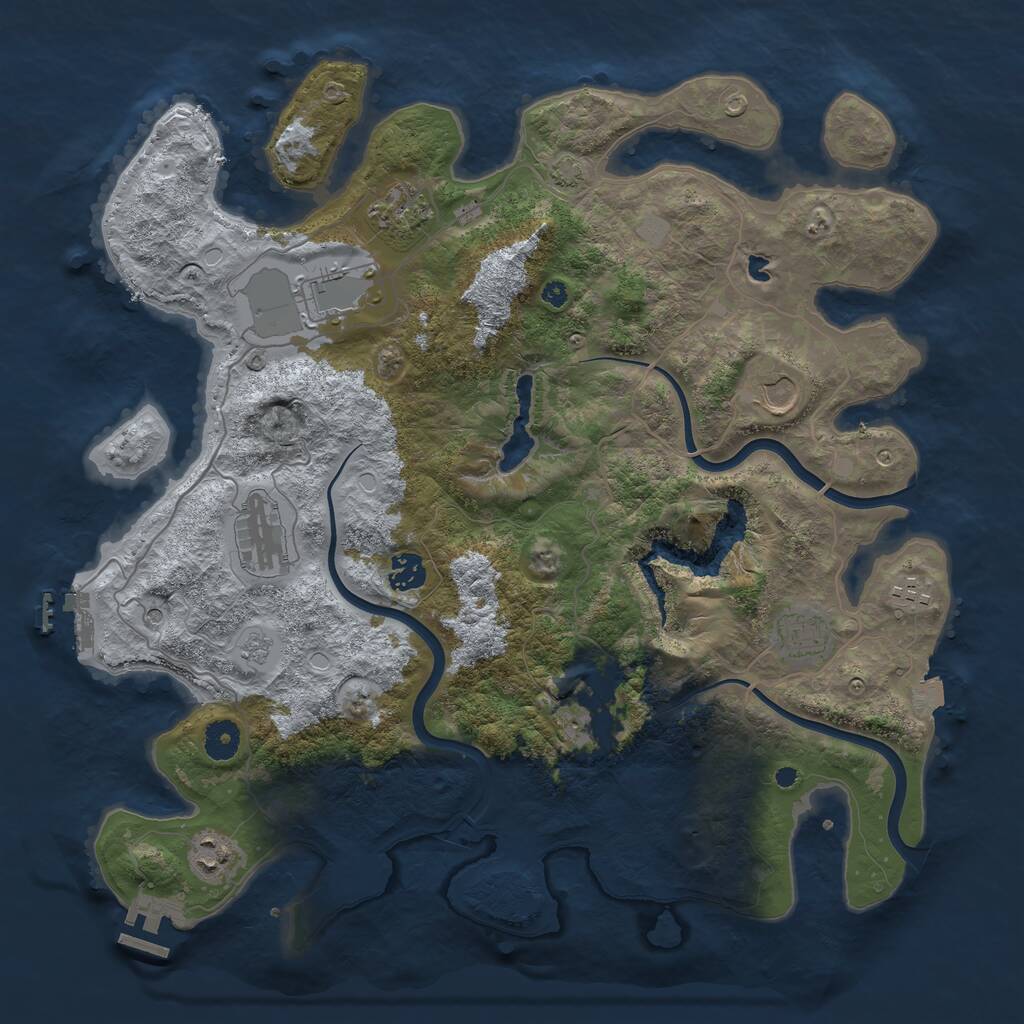 Rust Map: Procedural Map, Size: 4000, Seed: 1255015160, 15 Monuments