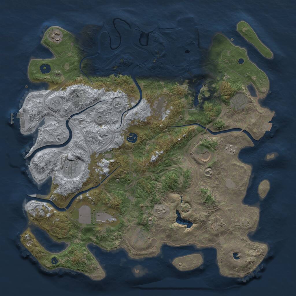 Rust Map: Procedural Map, Size: 4250, Seed: 566947550, 16 Monuments