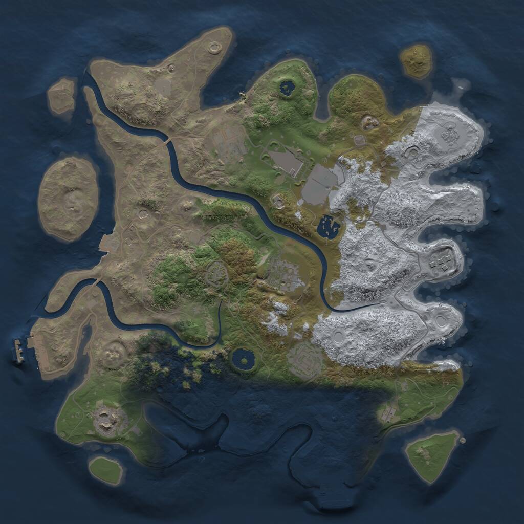 Rust Map: Procedural Map, Size: 3500, Seed: 1936714703, 13 Monuments