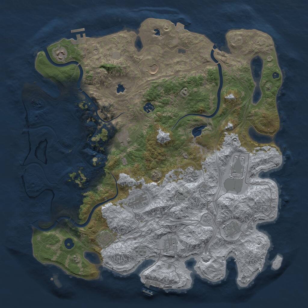 Rust Map: Procedural Map, Size: 4500, Seed: 519283037, 17 Monuments