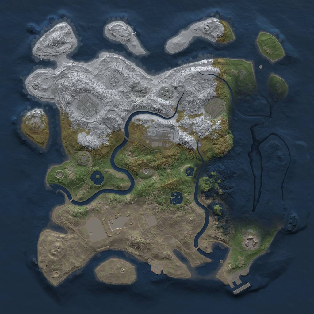 Rust Map: Procedural Map, Size: 3500, Seed: 1126623735, 13 Monuments