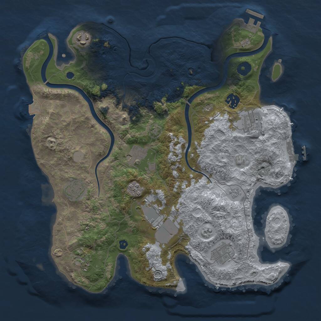 Rust Map: Procedural Map, Size: 3500, Seed: 1605990107, 15 Monuments