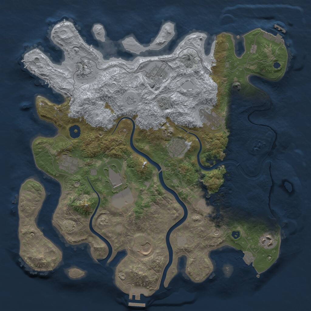 Rust Map: Procedural Map, Size: 3750, Seed: 1810683322, 16 Monuments