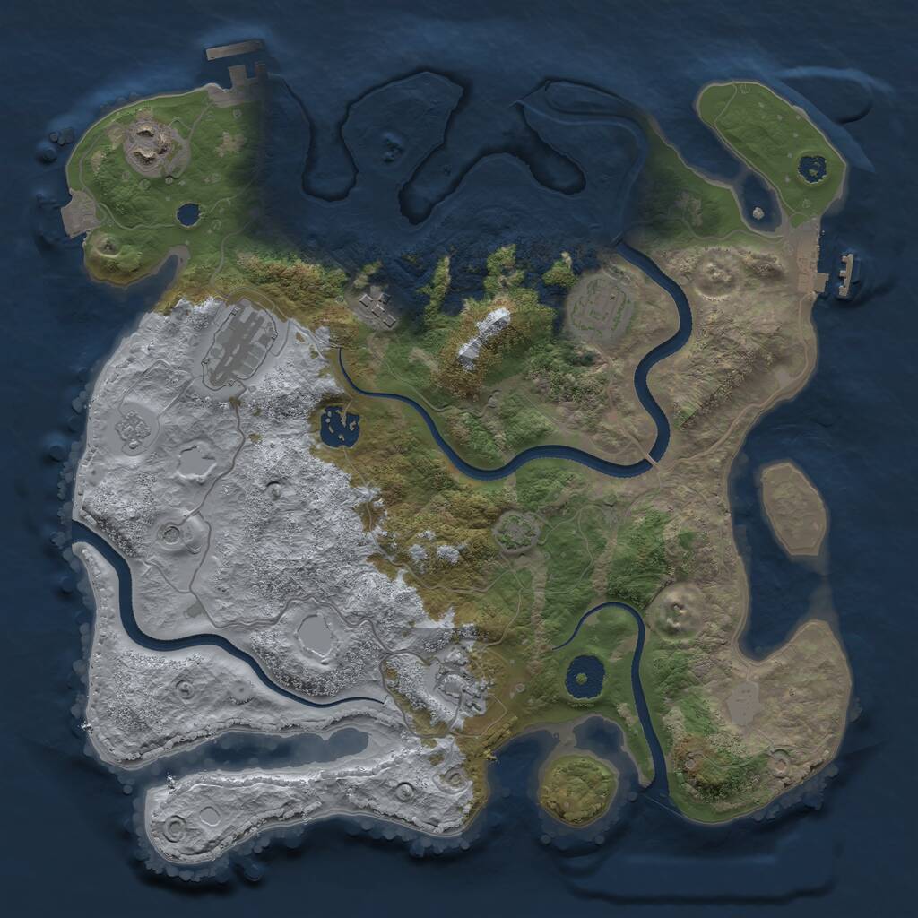 Rust Map: Procedural Map, Size: 3300, Seed: 2050032070, 12 Monuments