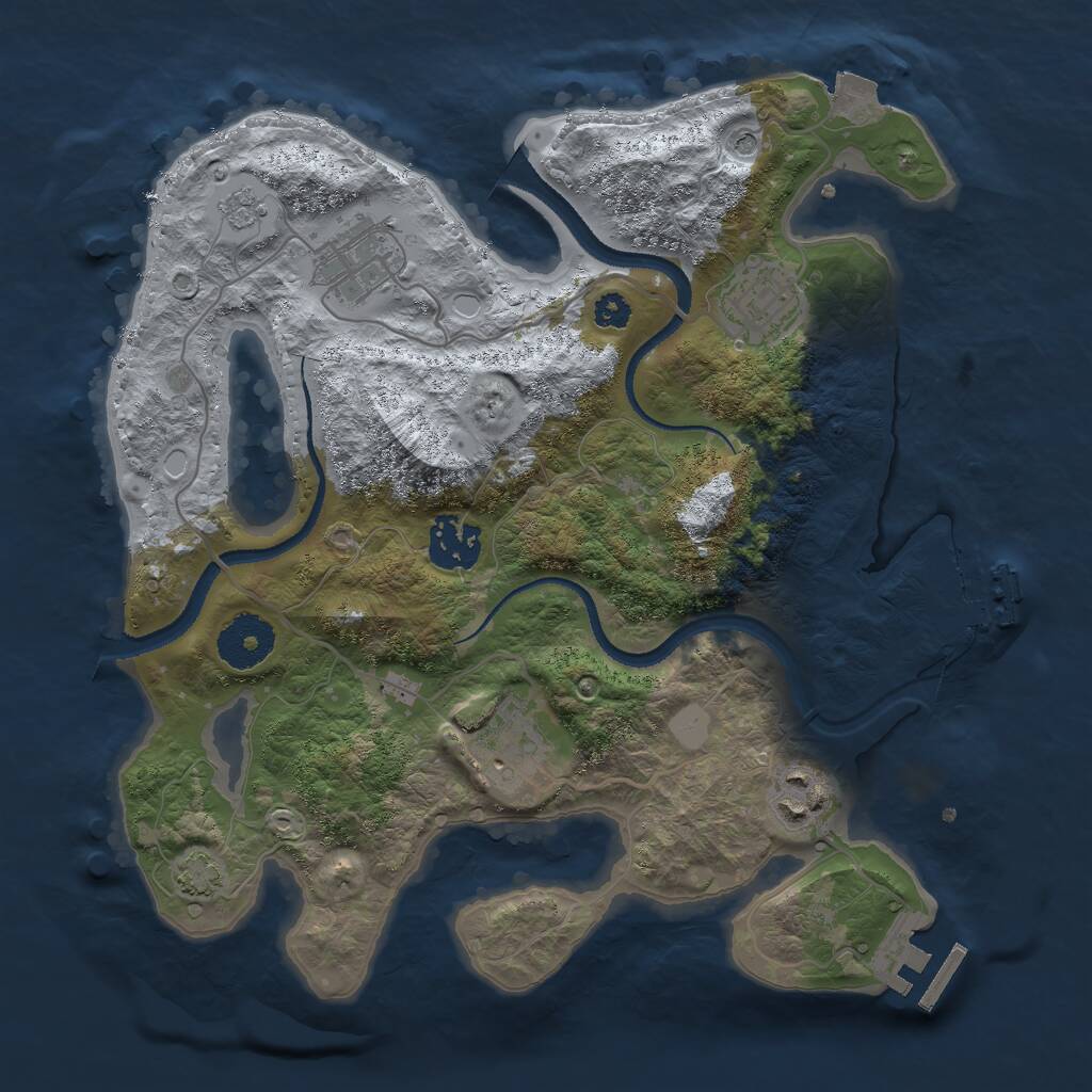 Rust Map: Procedural Map, Size: 3000, Seed: 1236750, 11 Monuments
