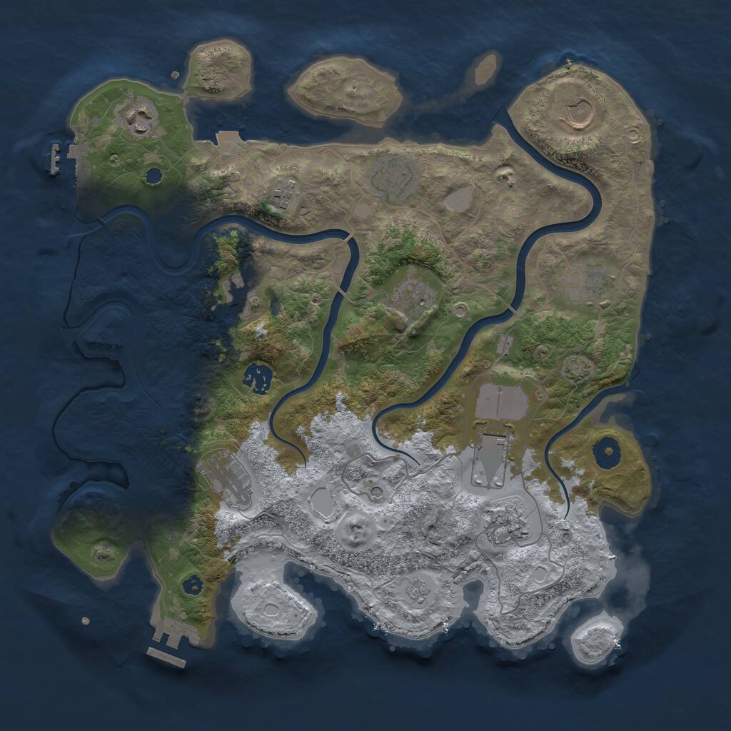 Rust Map: Procedural Map, Size: 3700, Seed: 993712977, 17 Monuments